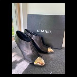 Chanel silver toe booties